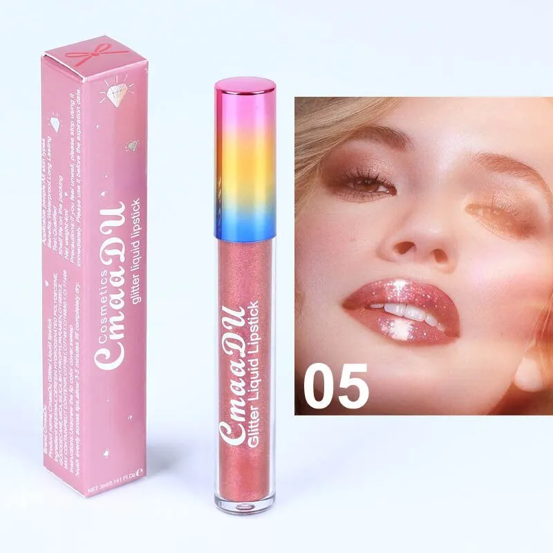 Symphony shiny matte metal lip gloss lipstick 4mL in shade 01 style with silver tube and black cap