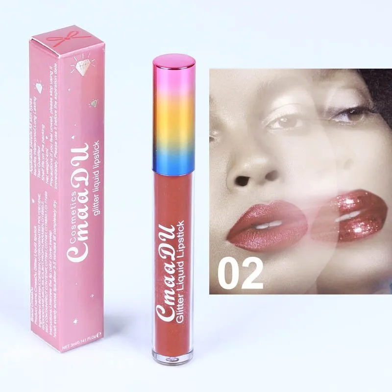 Symphony shiny matte metal lip gloss lipstick 4mL in shade 01 style with silver tube and black cap