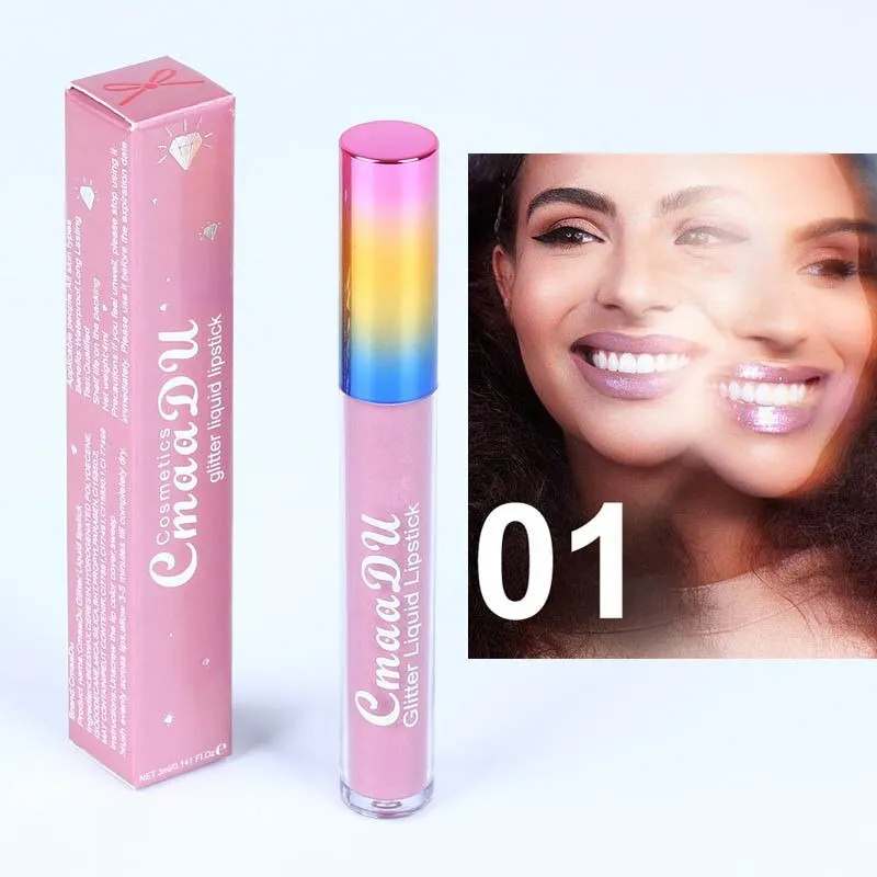 Symphony shiny matte metal lip gloss lipstick 4mL in shade 01 style with silver tube and black cap