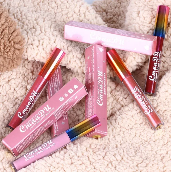Symphony shiny matte metal lip gloss lipstick 4mL in shade 01 style with silver tube and black cap