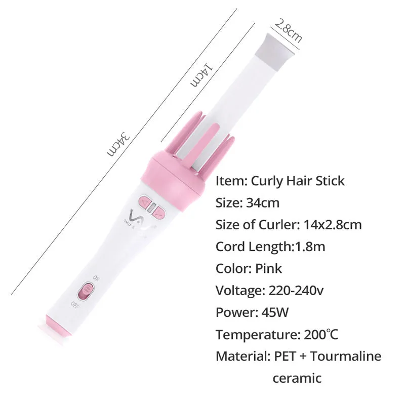 Rotating curling iron with tourmaline ceramic barrel 21-30mm automatic rotation wet dry hair