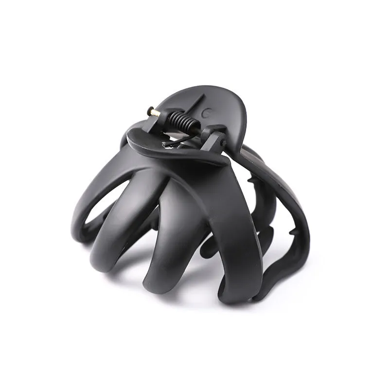 Children's plastic hair clip in small size available in green, dark blue, wine red, black, dark pink, and blue gray.