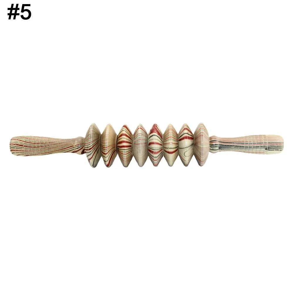 Gym Sports wooden roller massage stick 39 cm length 18 cm roller with steel shaft, five style options
