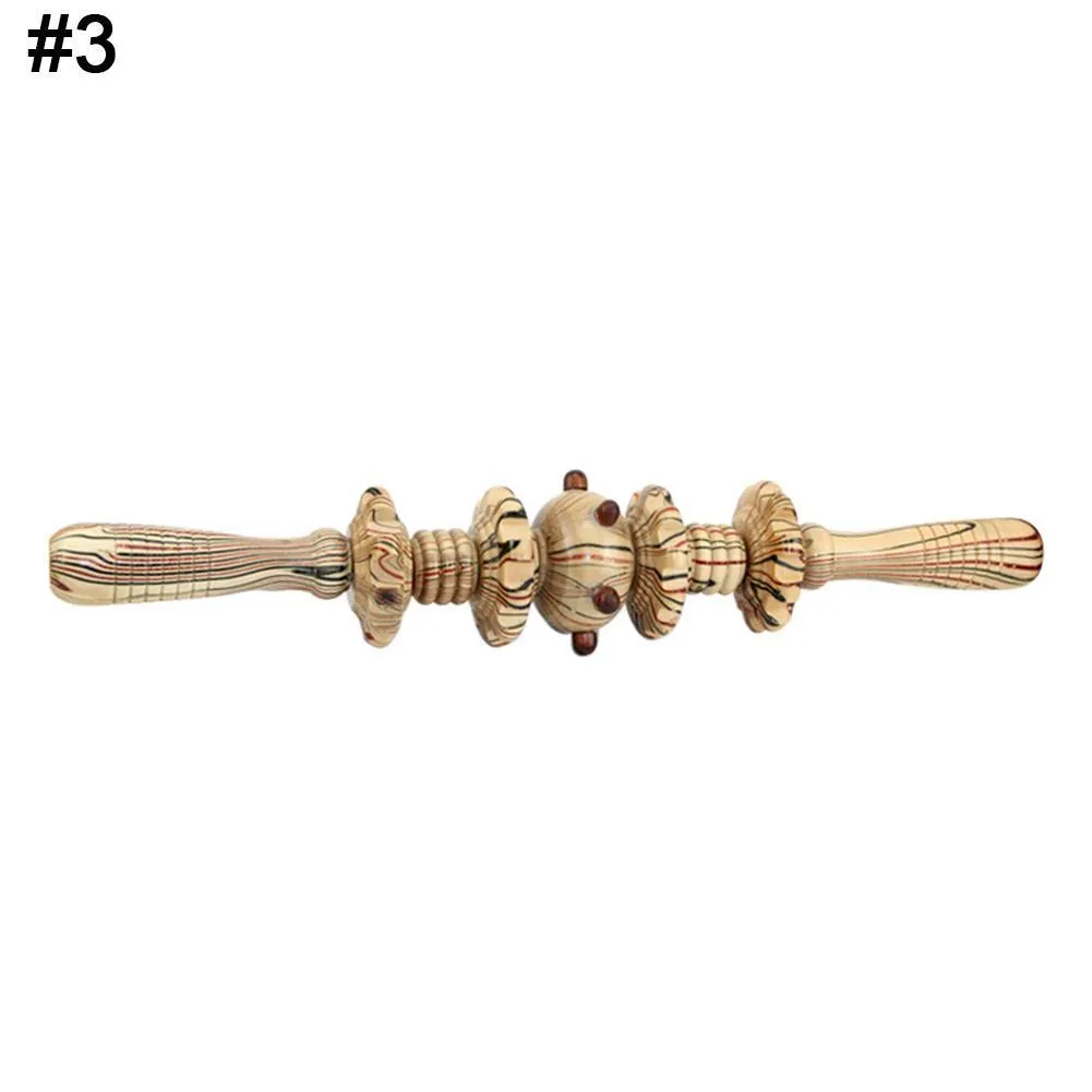 Gym Sports wooden roller massage stick 39 cm length 18 cm roller with steel shaft, five style options