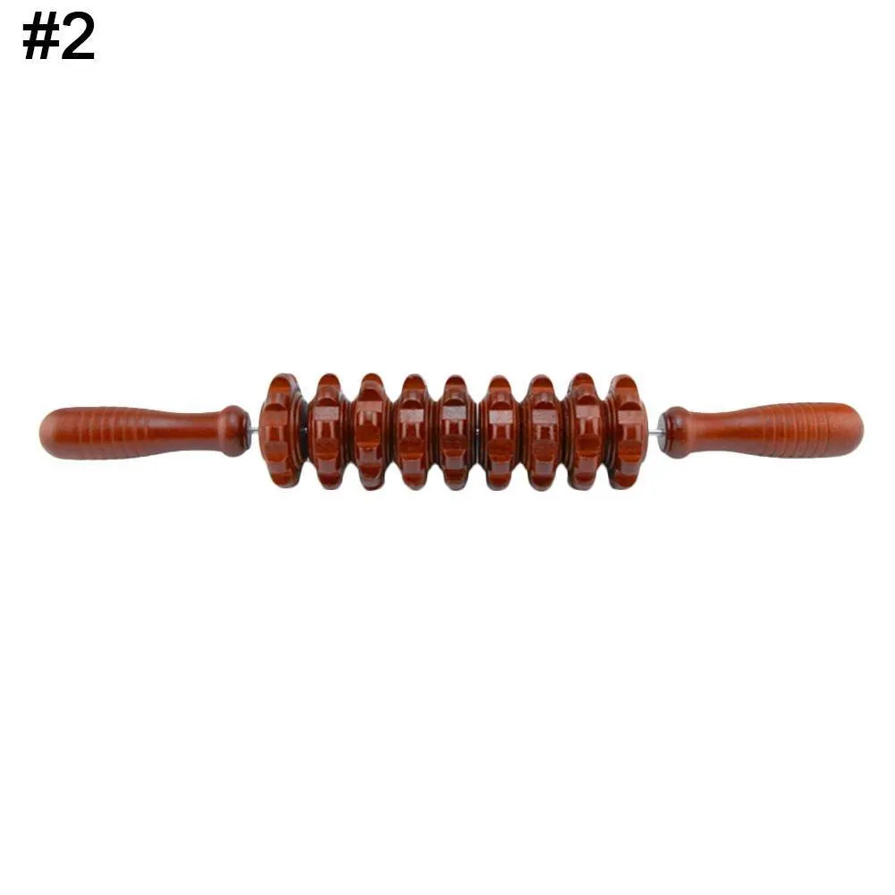 Gym Sports wooden roller massage stick 39 cm length 18 cm roller with steel shaft, five style options