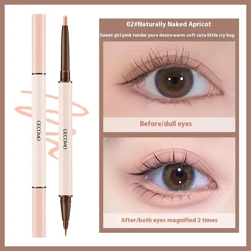 Double-headed silkworm eyeliner pen with stereoscopic star eyes design in pearlescent finish