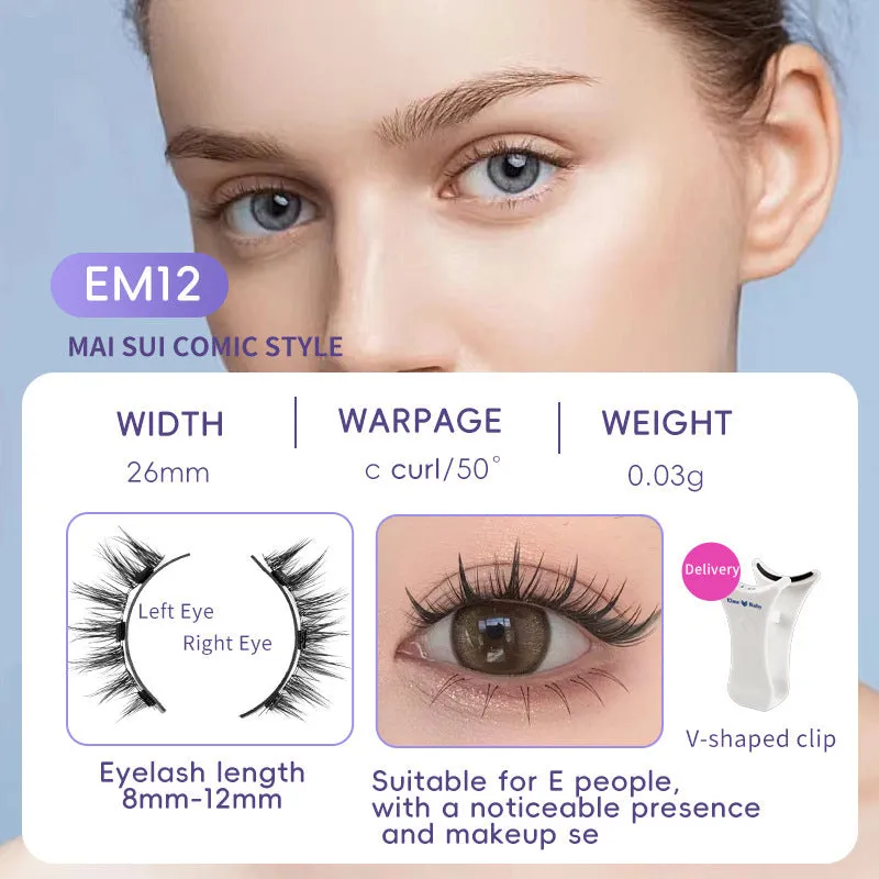 Natural magnetic suction false eyelashes soft mink hair daily wear one pair pink white clip