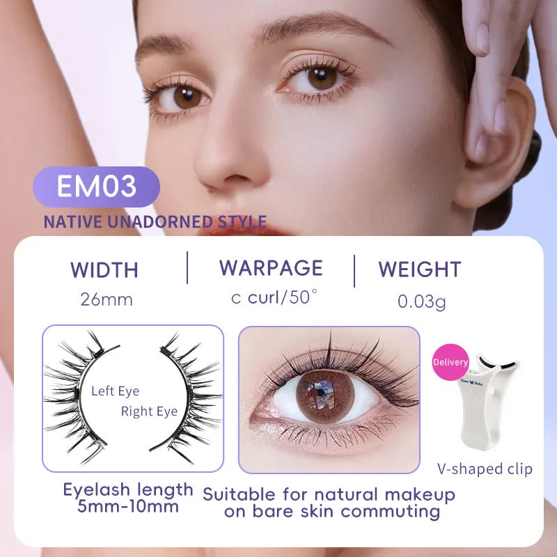 Natural magnetic suction false eyelashes soft mink hair daily wear one pair pink white clip
