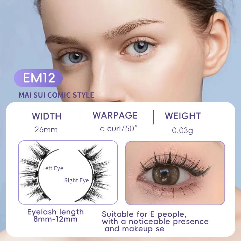 Natural magnetic suction false eyelashes soft mink hair daily wear one pair pink white clip