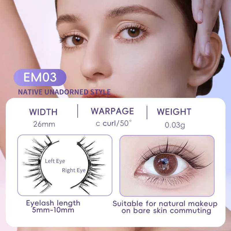 Natural magnetic suction false eyelashes soft mink hair daily wear one pair pink white clip