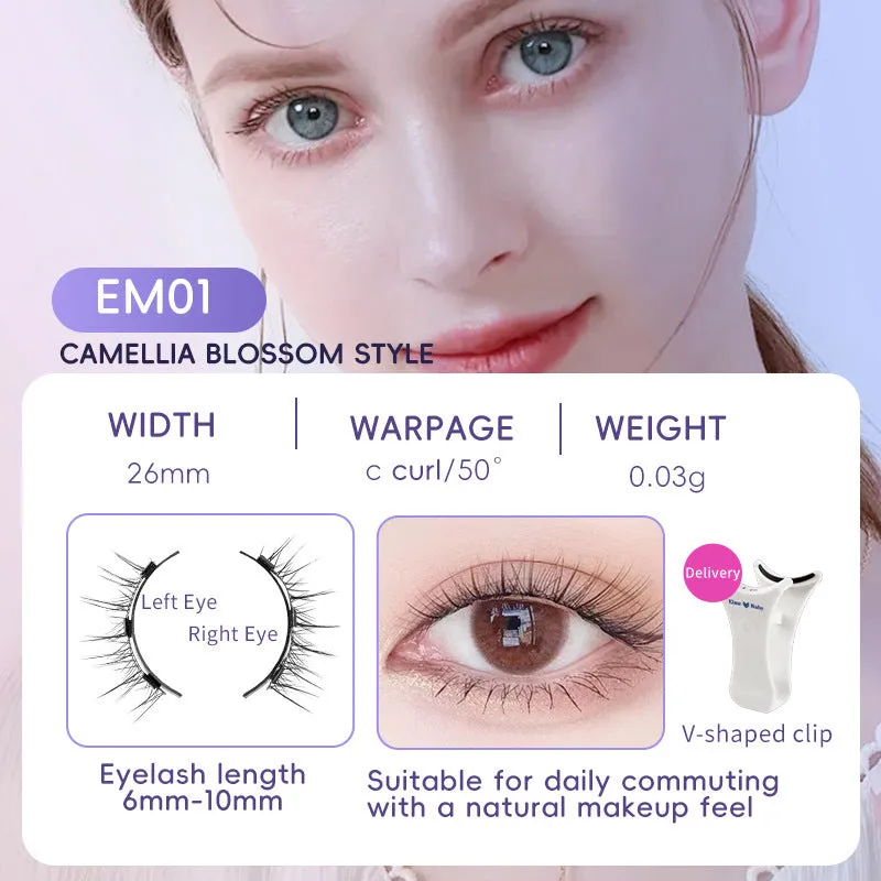Natural magnetic suction false eyelashes soft mink hair daily wear one pair pink white clip