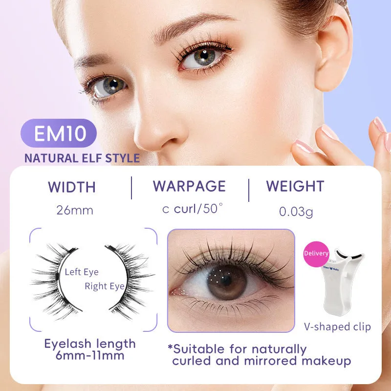 Natural magnetic suction false eyelashes soft mink hair daily wear one pair pink white clip