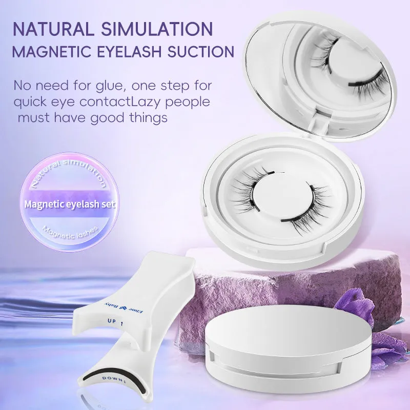 Natural magnetic suction false eyelashes soft mink hair daily wear one pair pink white clip