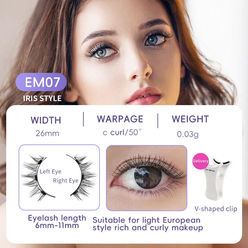 Natural magnetic suction false eyelashes soft mink hair daily wear one pair pink white clip