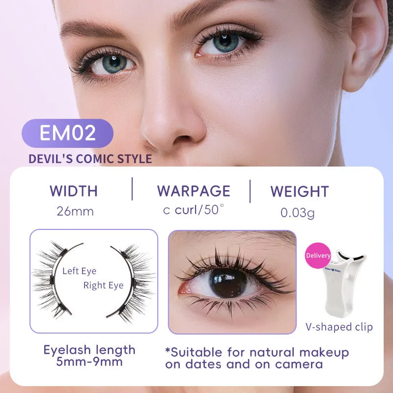 Natural magnetic suction false eyelashes soft mink hair daily wear one pair pink white clip
