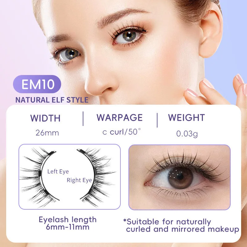 Natural magnetic suction false eyelashes soft mink hair daily wear one pair pink white clip