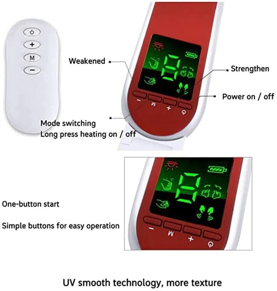 Infrared LED photon therapy V-shape face massager in blue with silicone sheet attached