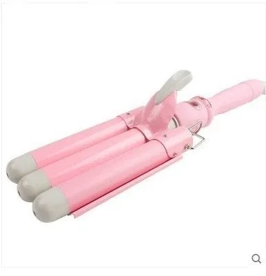 Horse Brand small corrugated three-tube electric curling iron 20mm-32mm barrel Black pink with UK plug