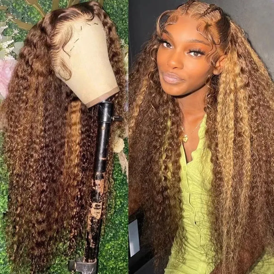 Front lace wig with African black gradient colour and big wave styling in long curly synthetic hair