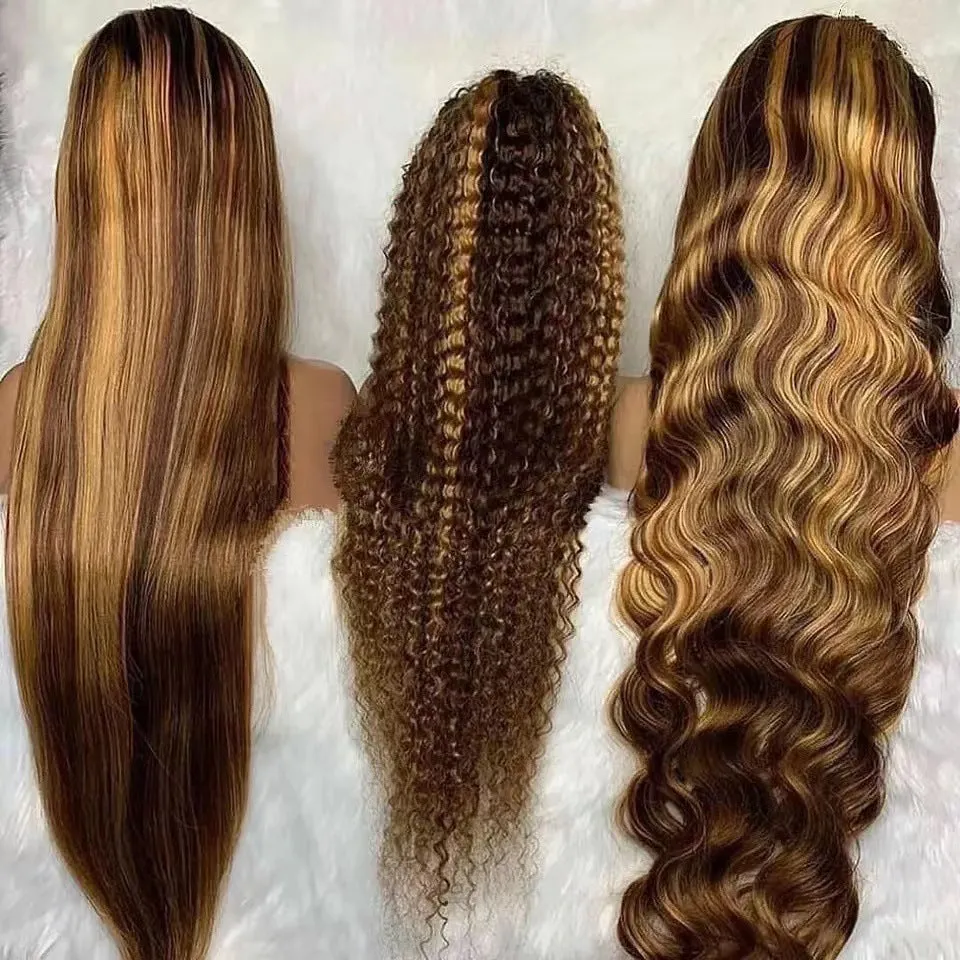 Front lace wig with African black gradient colour and big wave styling in long curly synthetic hair