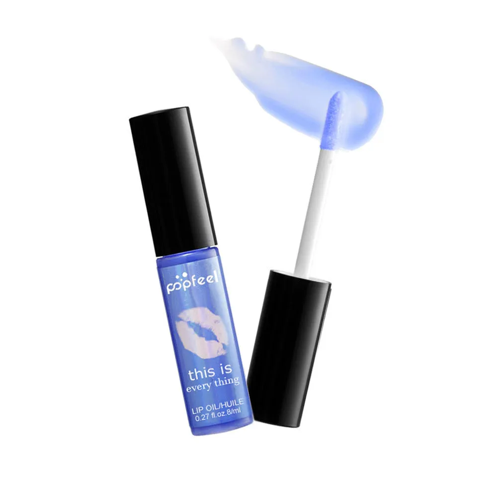 Transparent lip gloss in four colours light blue navy blue pink rose red with multivitamins nourishing formula