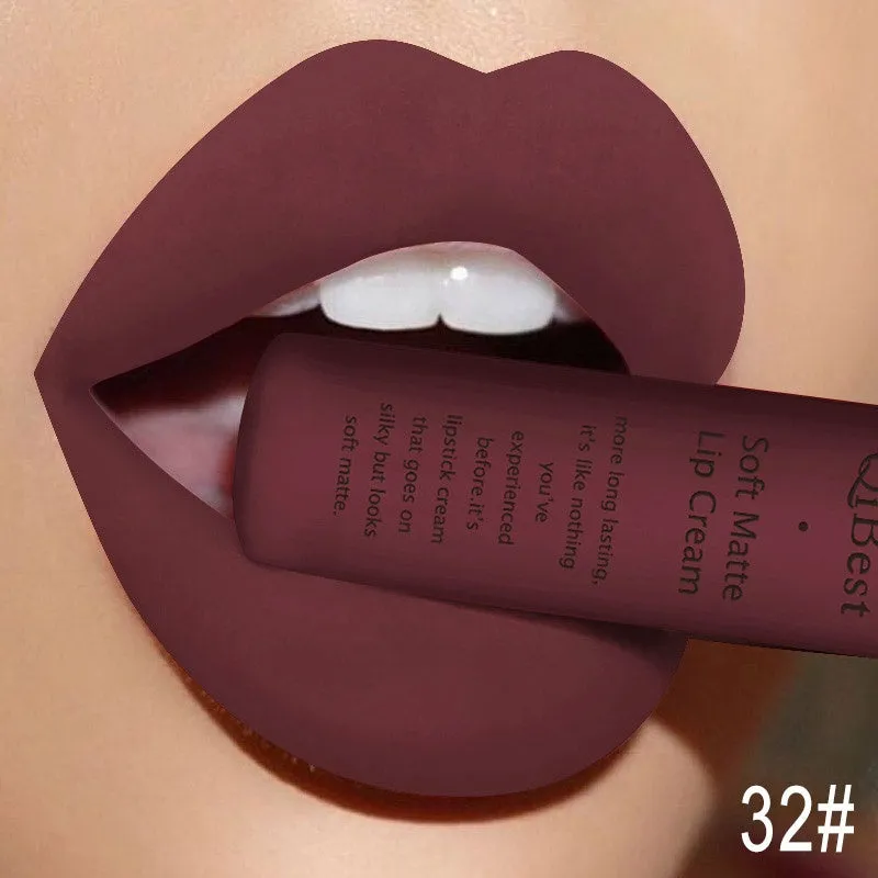 Qibest matte lipstick in a tube with colour label 20g