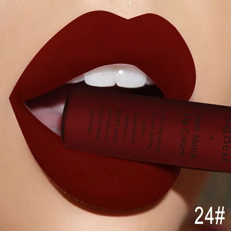 Qibest matte lipstick in a tube with colour label 20g
