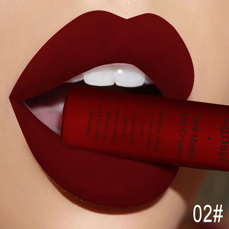 Qibest matte lipstick in a tube with colour label 20g