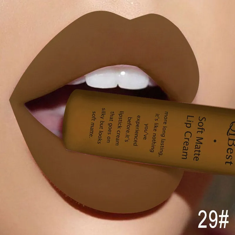 Qibest matte lipstick in a tube with colour label 20g