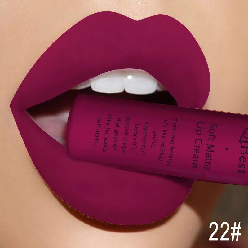 Qibest matte lipstick in a tube with colour label 20g