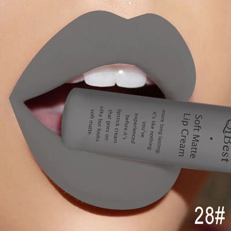 Qibest matte lipstick in a tube with colour label 20g