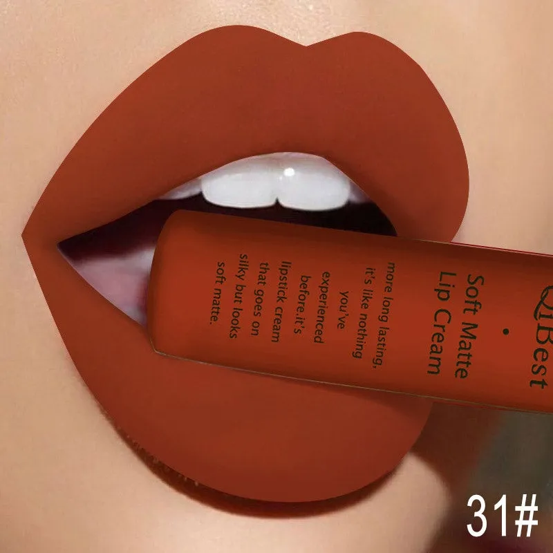 Qibest matte lipstick in a tube with colour label 20g