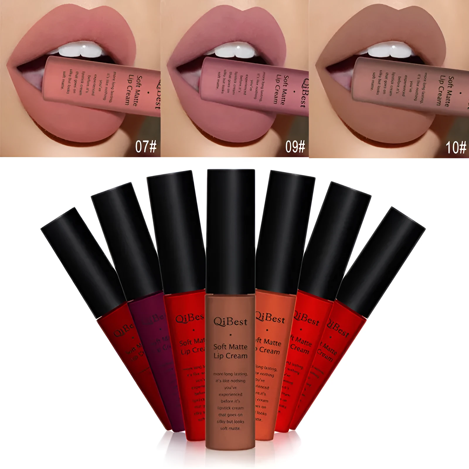 Qibest matte lipstick in a tube with colour label 20g