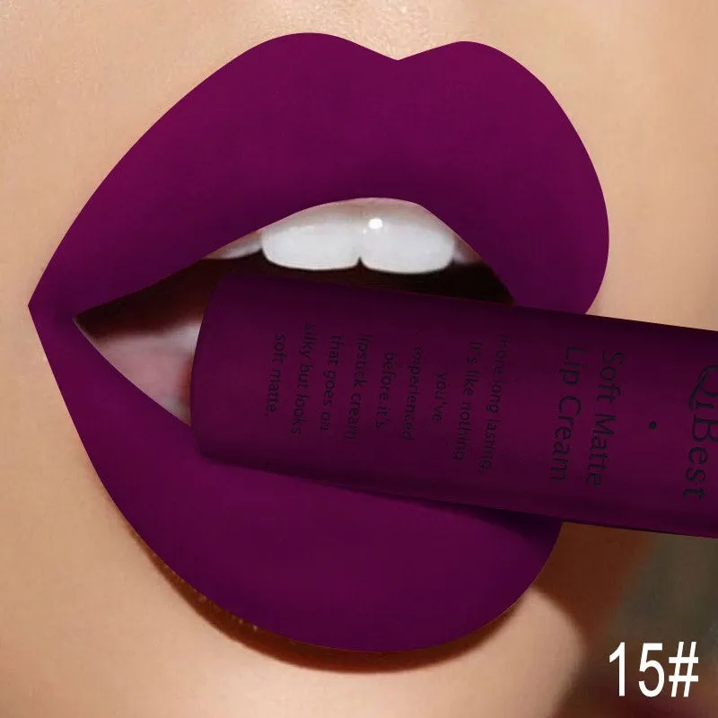 Qibest matte lipstick in a tube with colour label 20g