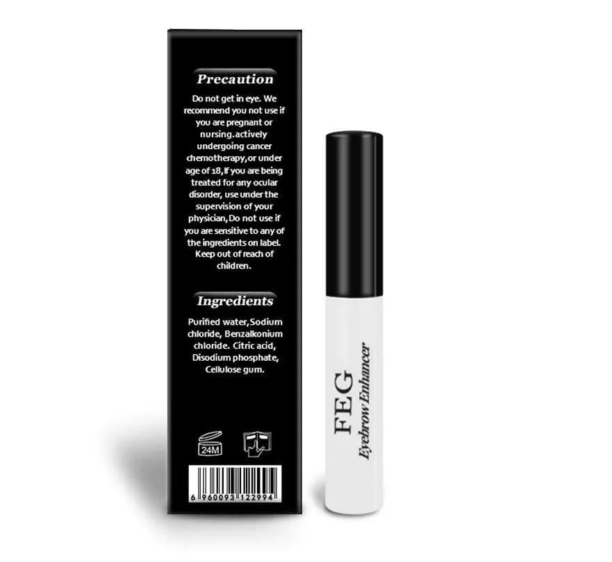 FEG Eyebrow Enhancer serum bottle with brush, natural formula for longer thicker eyebrows