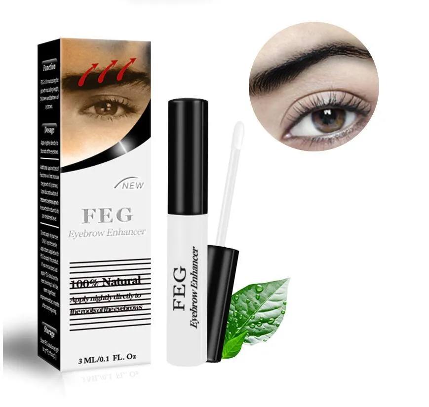 FEG Eyebrow Enhancer serum bottle with brush, natural formula for longer thicker eyebrows