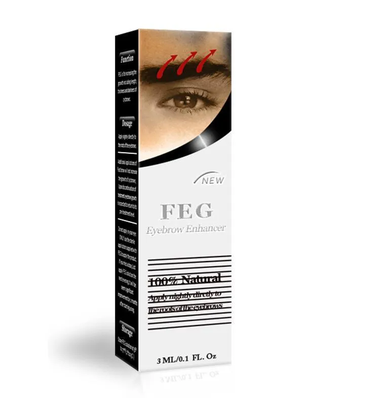 FEG Eyebrow Enhancer serum bottle with brush, natural formula for longer thicker eyebrows