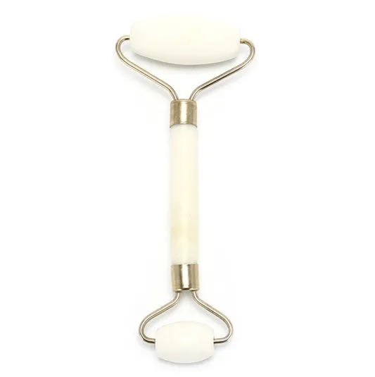 Portable natural jade facial massage roller with single roller head for anti-wrinkle and slimming care.
