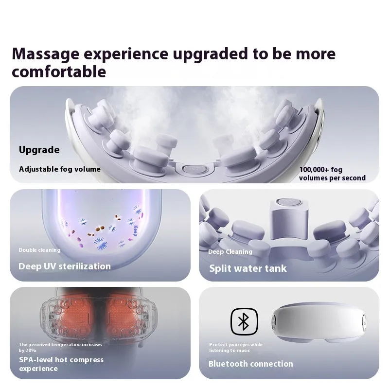 Bluetooth eye steam moisturising hot compress massage instrument in green, ink grey, or purplish grey