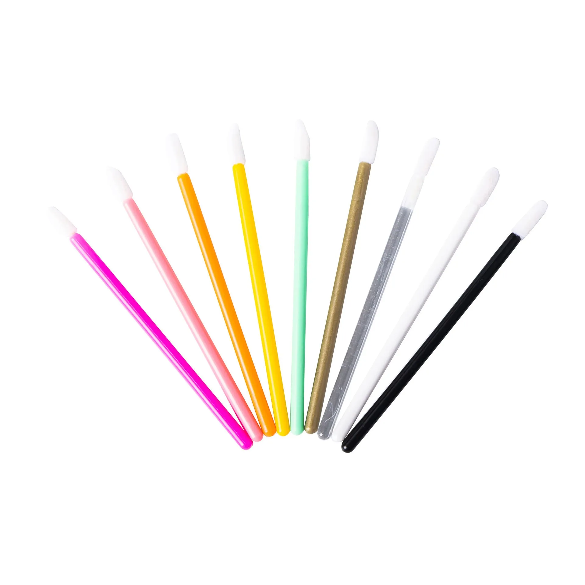 Disposable lip brush stick with flocking head and polypropylene handle in multiple colours