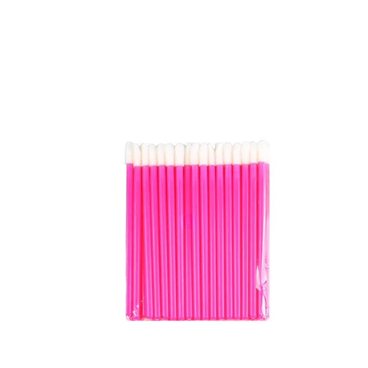 Disposable lip brush stick with flocking head and polypropylene handle in multiple colours