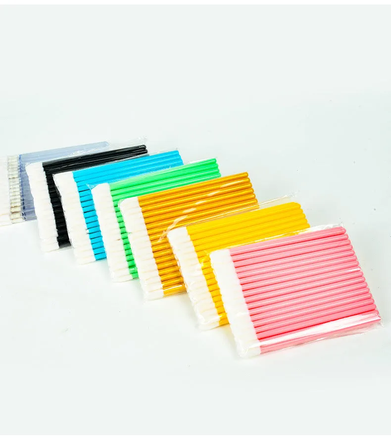 Disposable lip brush stick with flocking head and polypropylene handle in multiple colours