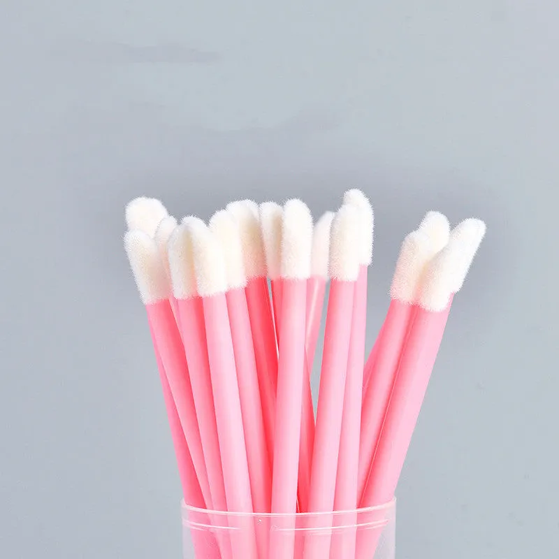 Disposable lip brush stick with flocking head and polypropylene handle in multiple colours