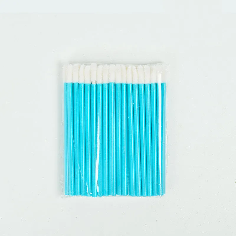 Disposable lip brush stick with flocking head and polypropylene handle in multiple colours