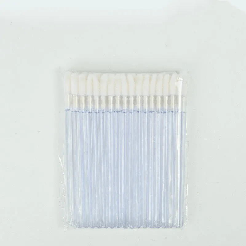 Disposable lip brush stick with flocking head and polypropylene handle in multiple colours