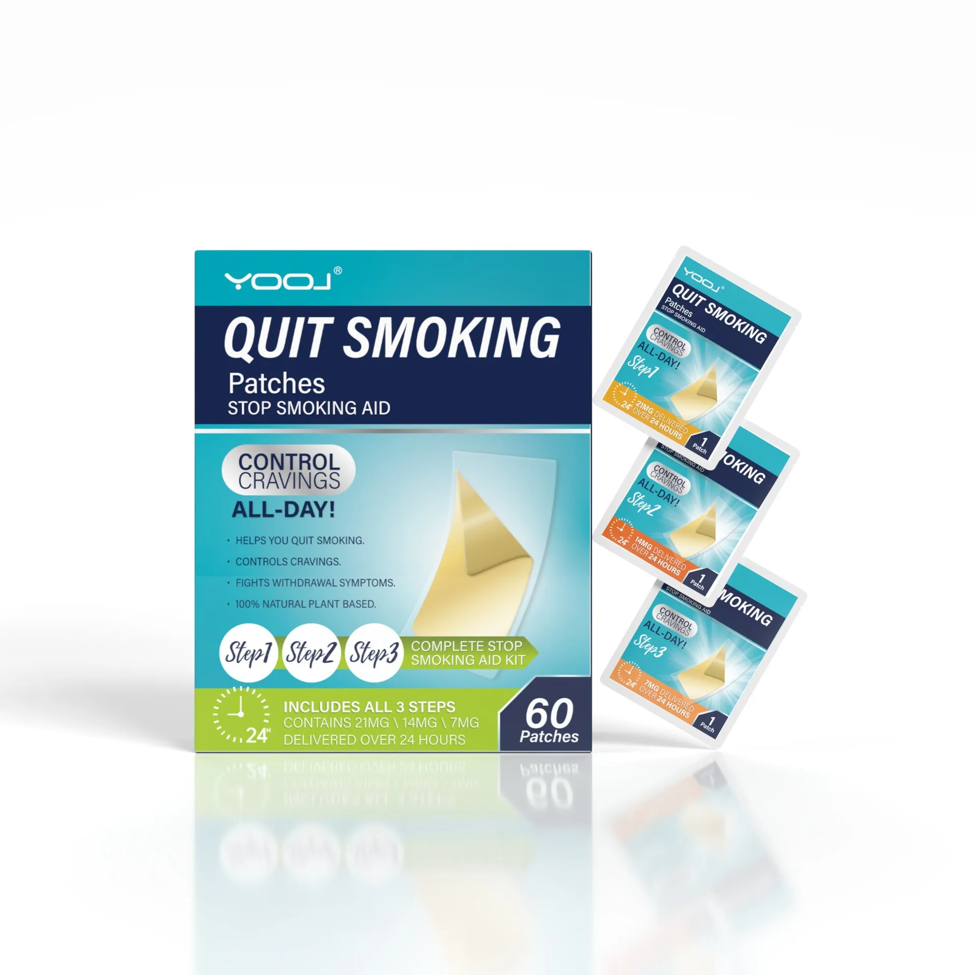 Box of 30 plant extract nicotine smoking cessation patches for men and women