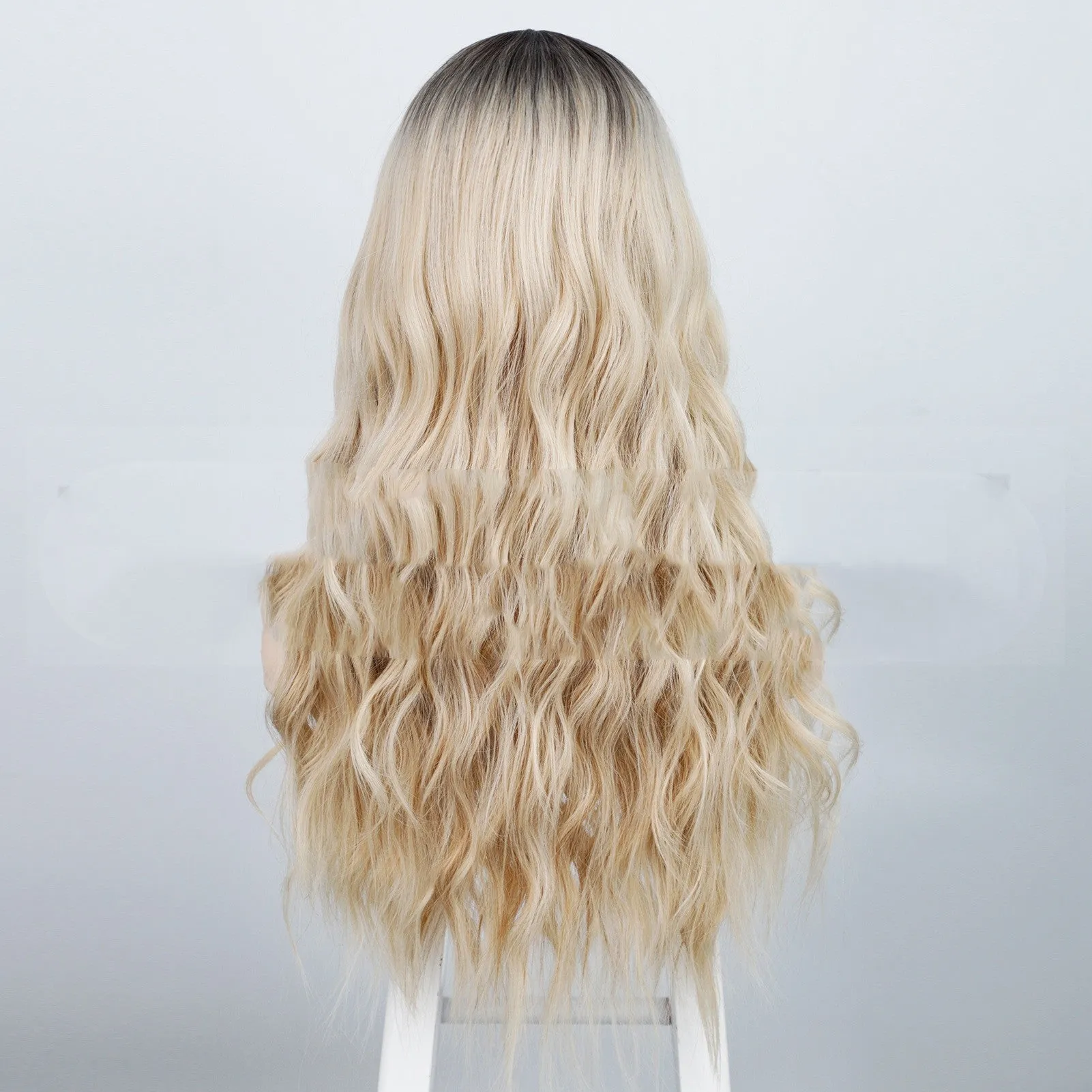 Long curly high temperature wire wig for ladies with water ripple pattern, 24 inches, colour R4/60#