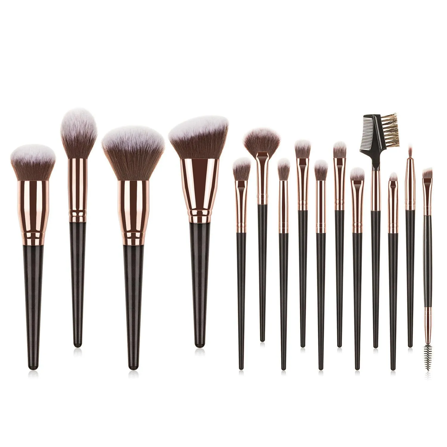 15-piece man-made fibre makeup brush set including eye shadow brush in black colour option