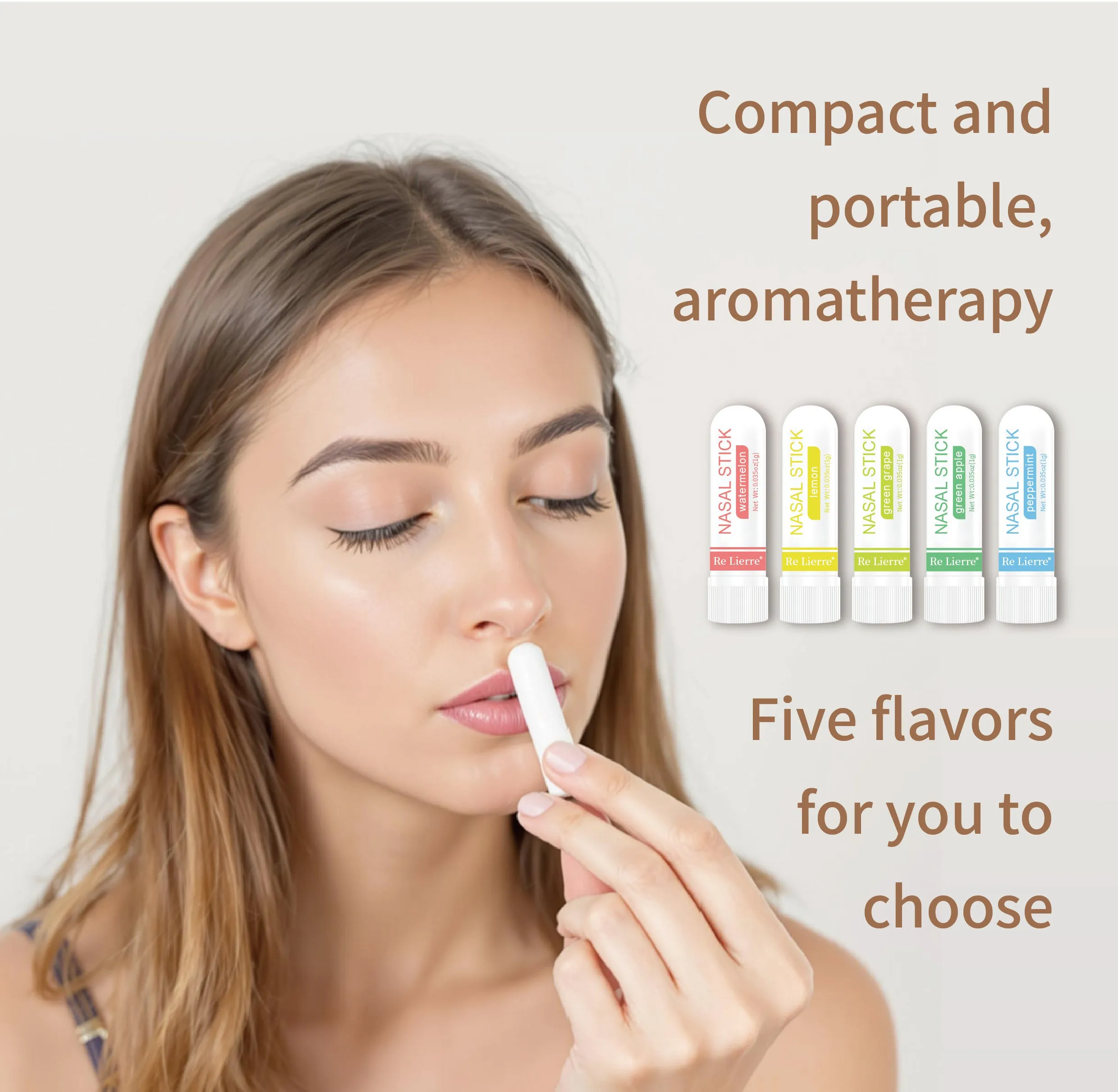 Re Lierre 5-in-1 Nasal Energy Bar white plastic inhaler stick with cap for breathing support