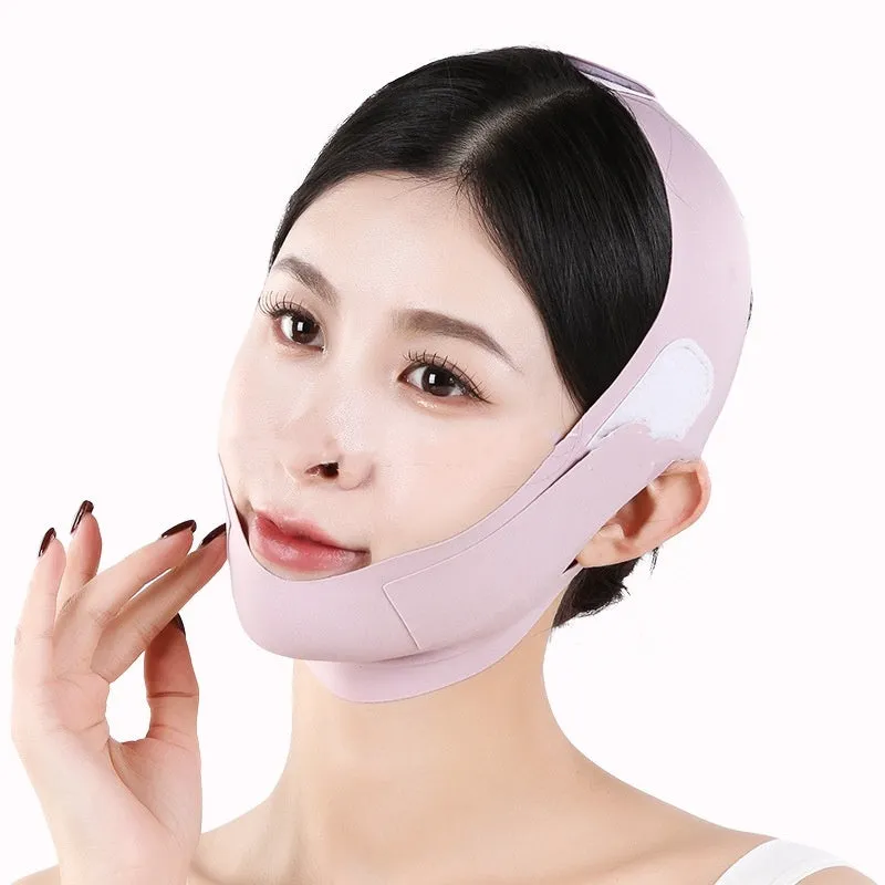 Green and purple lightweight V face shaping mask for facial lifting and tightening.